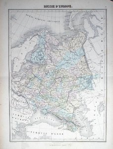 Kaart die Europees Rusland afbeeldt, c.1840 door French School