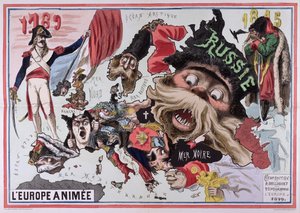 Kaart van Geanimeerd Europa 1870 door French School