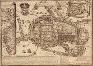 Kaart van Ayutthaya, 1686 (inkt op papier) door French School