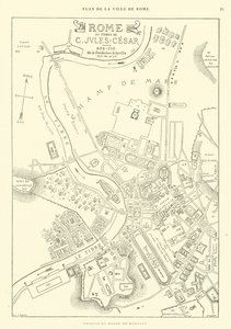 Kaart van de stad Rome in de tijd van Julius Caesar door French School