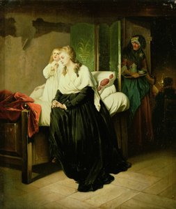 Marie Antoinette vertrekt naar haar executie (een van een paar) door French School
