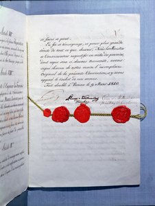 Huwelijkscontract van keizer Napoleon Bonaparte en Marie-Louise, Wenen, 9 maart 1810