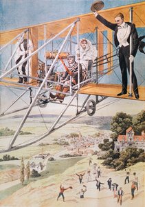 Huwelijk in een vliegtuig, illustratie uit Le Petit Journal 1911 door French School