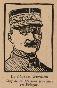 Maxime Weygand, Frans generaal en lid van de Interallieerde Missie ter ondersteuning van de Tweede Poolse Republiek tijdens de Pools-Sovjetoorlog in 1920 (litho)