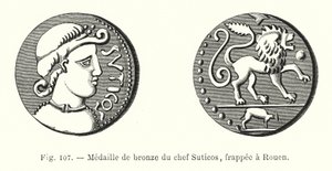 Bronzen medaille van chef Suticos, geslagen in Rouen door French School