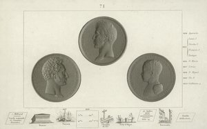 Medaillons van Karel X van Frankrijk en zijn zoon Lodewijk Antoine, hertog van Angoulême en kleinzoon Hendrik hertog van Bordeaux door French School