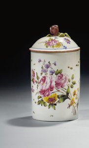Mennecy zalfpot en deksel, ca. 1750-70