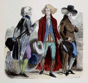 Mannenmode in Parijs in 1787. door French School