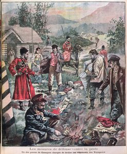 Methoden om de pest te voorkomen, uit Le Petit Journal, 1898 door French School