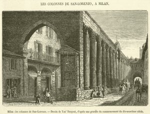 Milaan, de zuilen van San-Lorenzo door French School