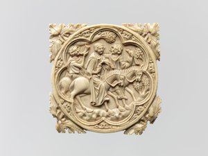 Spiegelkist met een Valkenpartij, 1330-1360 door French School