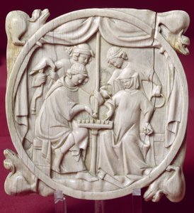 Spiegelkist met een schaakspel, ca. 1300 door French School
