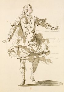 Monsieur Jeliotte als Pigmalion, in Pigmalion, een libretto door Lamotte, gecomponeerd door Jean-Philippe Rameau, 1748 (kleurgravure) door French School