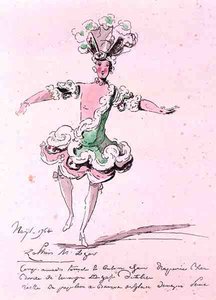 Monsieur Leger als Zephyr, in Nais, een libretto door Cahusac, gecomponeerd door Jean-Philippe Rameau door French School