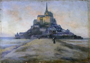 Mont Saint-Michel en de doorgang - anoniem schilderij door French School