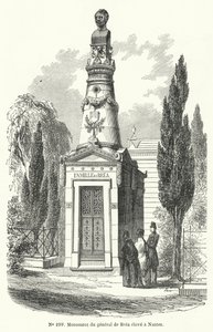 Monument in Nantes voor de Franse Generaal Jean Baptiste Fidele Brea, geëxecuteerd door revolutionairen tijdens de Juni-opstand in Parijs in 1848 (gravure) door French School