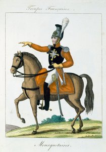 Bereden Musketier, uit Troupes Francaises, uitgegeven bij Basset, Parijs door French School