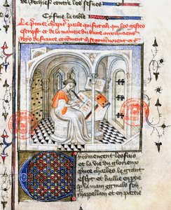 Ms.2028 Een monnik schrijft, uit Chroniques de Saint-Denis door French School