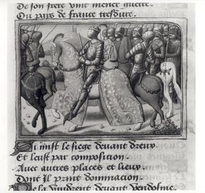 Ms.Fr.5054 fol.26 r Karel VII (1403-61) en Jeanne d