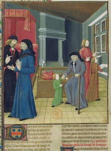 Ms.Fr.9140 fol.102v. De zes leeftijden van de mens uit Le Livre des Proprietes des Choses door Barthelemy l