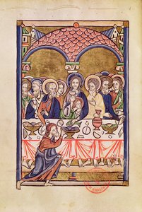 Ms 1273 fol.12v Het Laatste Avondmaal, uit een Psalter door French School