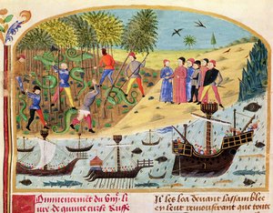 Ms 1335 f.180 De vloot van Alexander de Grote, uit Vie d