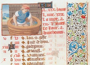 Ms 134 September: Druiven stampen, uit een getijdenboek