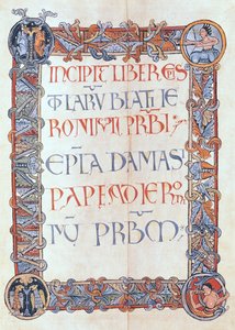 Ms 154 fol.3 Pagina met tekst en een gebloemde rand, uit de brieven van St. Hiëronymus door French School