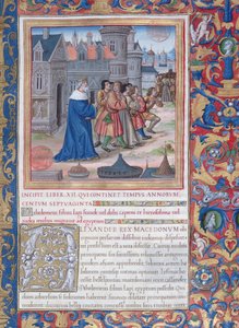 Ms. 1581 f. 228 Illustratie uit Boek XII (Van de dood van Alexander de Grote tot de dood van Judas Maccabeüs), Hoofdstuk 1 van de Oudheden van de Joden (Antiquitates Judaicae) door Flavius Josephus