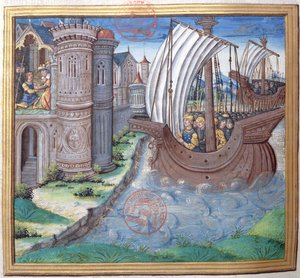 Ms. 1581 f. 326v Illustratie uit Boek XVI (Van de voltooiing van de Tempel door Herodes tot de dood van Alexander en Aristobulus), Hoofdstuk 1 van de Oudheden van de Joden (Antiquitates Judaicae) door