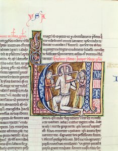 Ms 21 fol.98v Het martelaarschap van Jesaja, uit een Bijbel