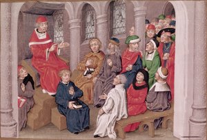Jean de Gerson (1363-1429) predikt de Passie na het diner in de Kerk van St. Bernard, Parijs, uit Sermons sur la Passion et Traites Divers, ca.1480