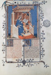 Karel V, de Wijze, koning van Frankrijk, uit John of Salisbury, Polycraticus, vertaald door Denis Foulechatis, c.1372 door French School