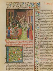 Ms 246 fol.151r Tijdelijk en Terminal, uit de Franse vertaling van De Civitate Dei door St. Augustinus van Hippo (354-430)