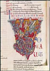 Geïllustreerde initiaal V met een scène uit het Boek Leviticus, uit de St. Benigne Bijbel