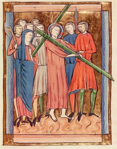 Ms 3016 fol.16 Christus draagt het Kruis, uit Psautier a lUsage de Paris door French School