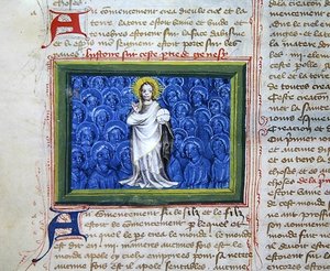 God omringd door engelen, uit de Bijbel des Grands Augustins