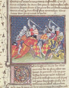 Ms 3480 Ridders in gevecht, uit het Livre de Messire Lancelot du Lac