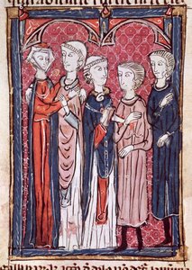 Ms 372 fol.141 Een verloving, uit Decrets de Gratien