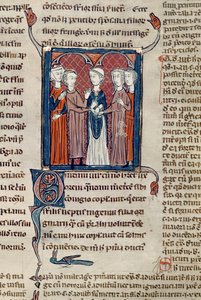 Ms 372 fol.168 Een huwelijksceremonie, uit Decrets de Gratien