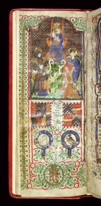 Ms 40-1950, f.7v: Toewijdingspagina uit een Getijdenboek behorend tot John Talbot, c.1424 door French School