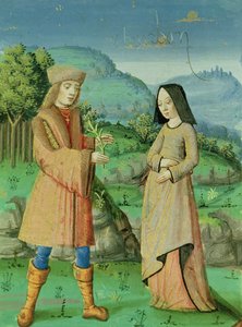 Ontmoeting van Aeneas en Anne, de zus van Dido, uit de Aeneis met commentaar van Servius