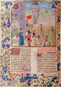 Werken in de wijngaard, uit Livre des Prouffitz Champestres door Pietro de Crescenzi (1230-1321) door French School