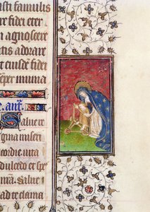 Ms 62, f.205r: Maagd en Kind, detail uit een Frans Getijdenboek, c.1445-50 door French School