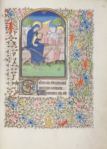 De Vlucht van de Heilige Familie, uit het Besançon Getijdenboek door French School