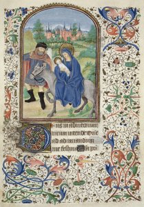 Ms Euing 4 f.55r De vlucht naar Egypte, uit Glasgow Hours, ca. 1450-60 door French School