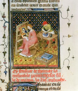 Ms Fr 12420 fol.86r Het Verhaal van Thamyris, uit `De Claris Mulieribus, uit de Werken van Giovanni Boccaccio