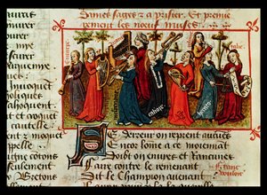 Ms Fr 12476 Fol.109v De negen muzen uit Le Champion des Dames door Martin le Franc (1410-61) 1451 door French School