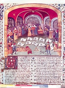 Ms Fr 22532 fol.336 Concert, uit de Des Proprietez des Choses door Barthelemy l