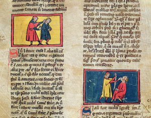 Ms H 89 Dokters en patiënten, uit een editie van Boek der Chirurgie door Rogier de Salerne door French School